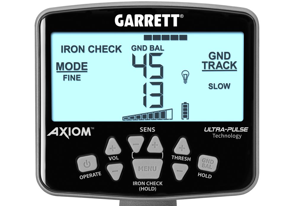 Garrett Axiom Metalldetektor mit MS-3 Kopfhörer, 13" DD und 11" Mono Suchspule 